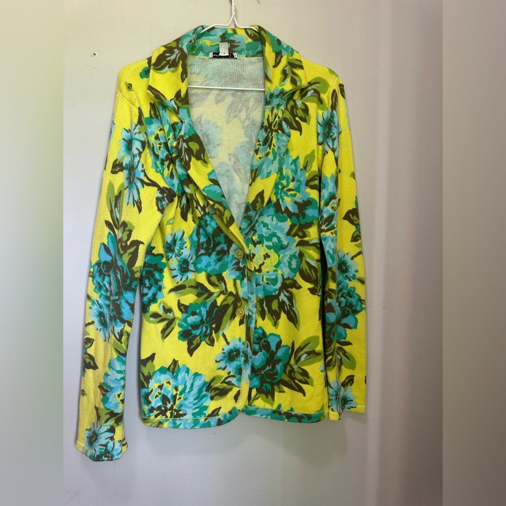 Isaac Mizrahi Tropical Yellow and Blue Blazer